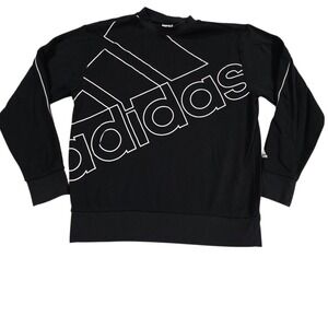 Adidas Pullover Sweatshirt‎ Womens Black M Crew Neck Knit Logo Script Graphic
